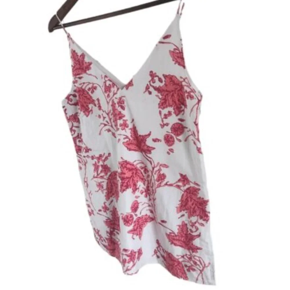 Club Monaco Soft Print Floral Chemise Cami Tank Top Silk Cotton XS Women NWT New - Picture 4 of 7